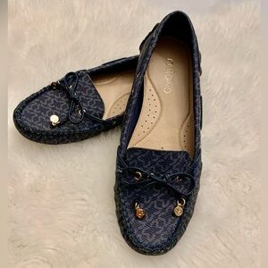 Milano Navy Loafers with Gold Accents